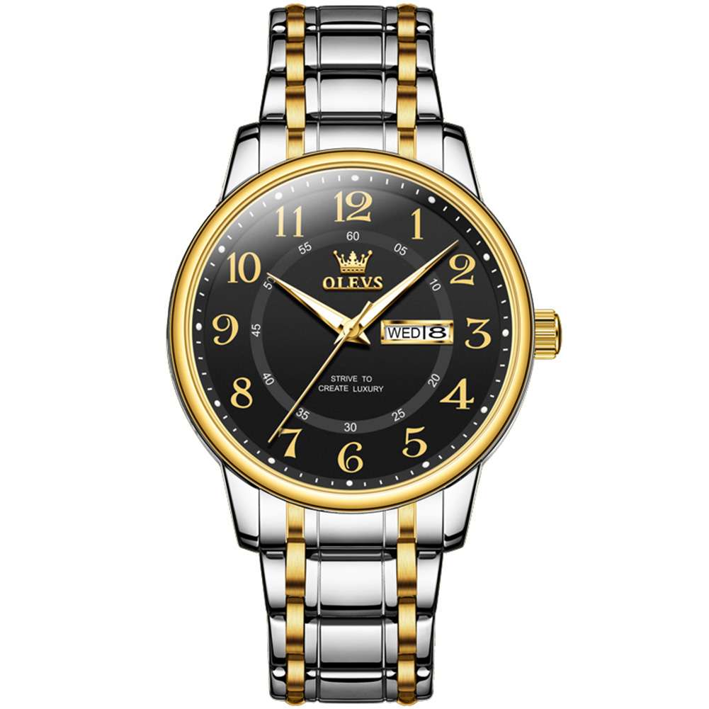 #Color_Two Tone Strap-Black Dial Gold Trim