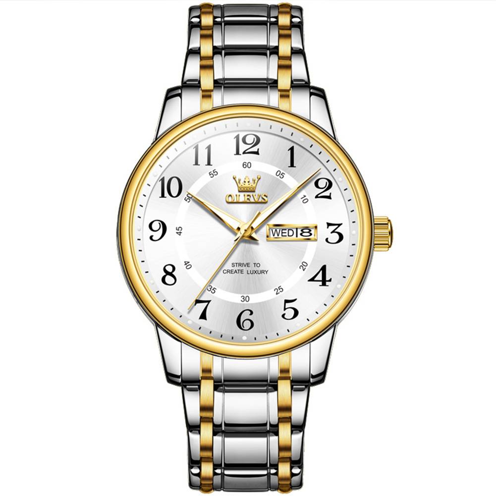 #Color_Two Tone Strap-White Dial Gold Trim