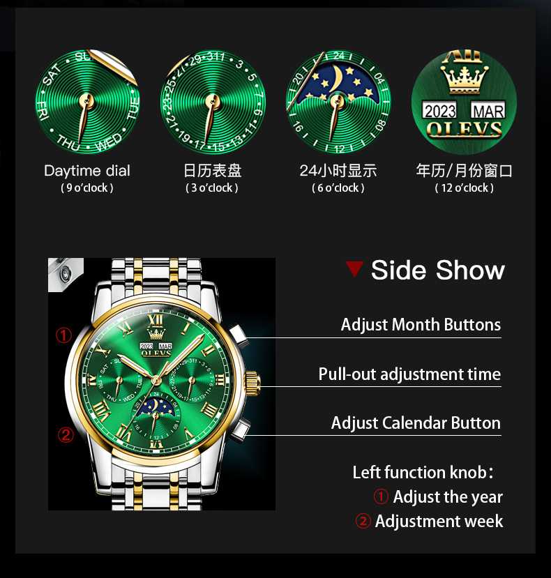 OLEVS 6692 Men's Watch, Business Chronograph Formal Stainless Steel Watch, Pointer Quartz Waterproof Luminous Men's Watch