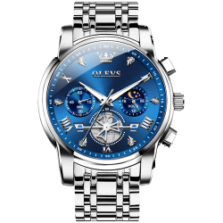 #Color_Silver Strap-Blue Dial Silver Trim