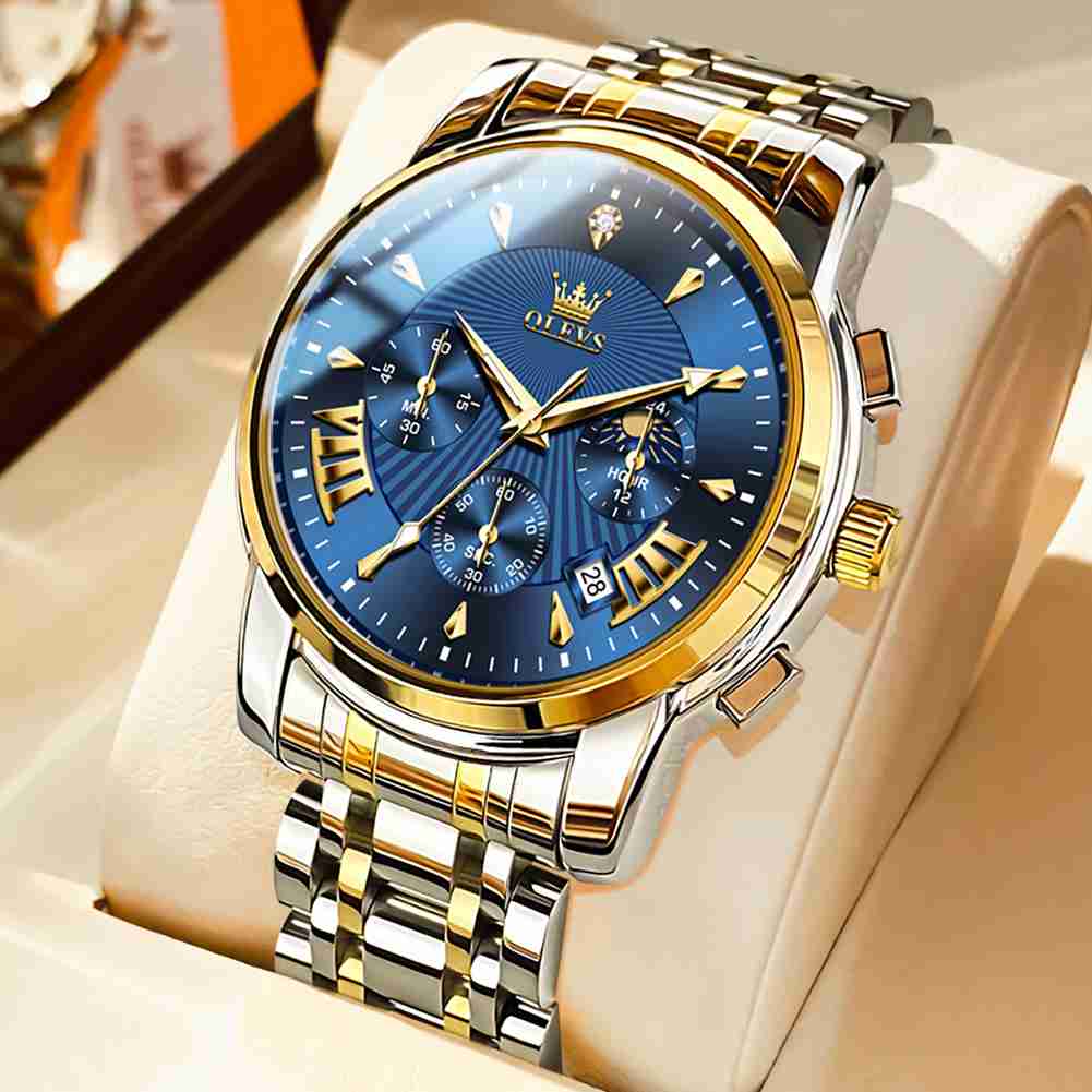 #Color_Two Tone Strap-Blue Dial Gold Trim