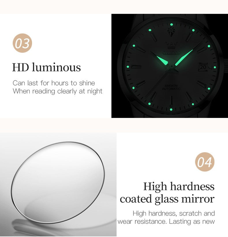 OLEVS 6635 Couple's Watch Stainless Steel Classic Luxury Luminous Waterproof Casual Watch