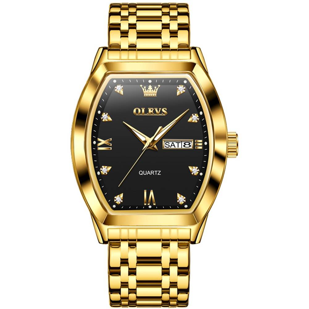 #Color_Full Gold Strap - Black Dial Gold Trim