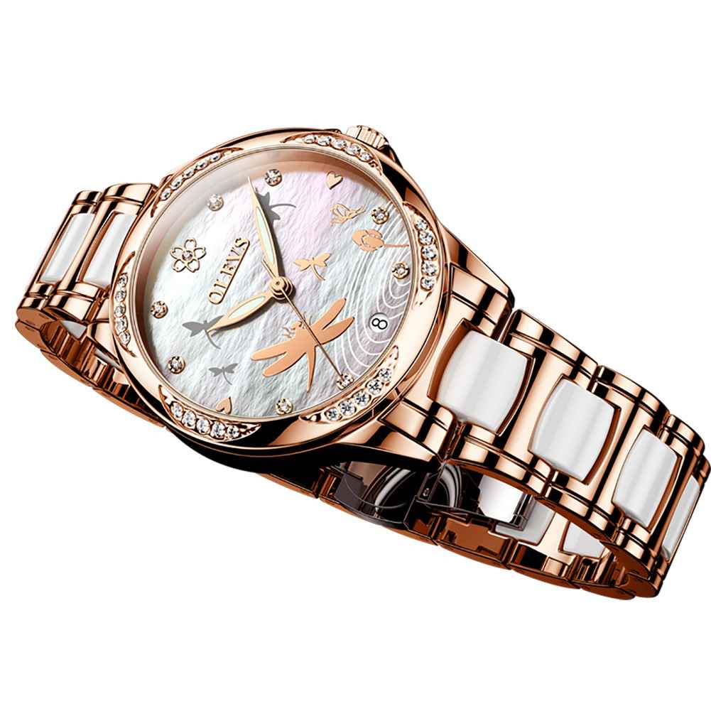 OLEVS 6610 Ceramic Rhinestone Mechanical Watch