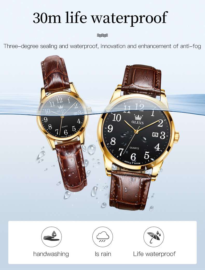 OLEVS 5566 Couple Watches His And Her Fashion Dresse Date Watches Luminous Waterproof Wrist Watch