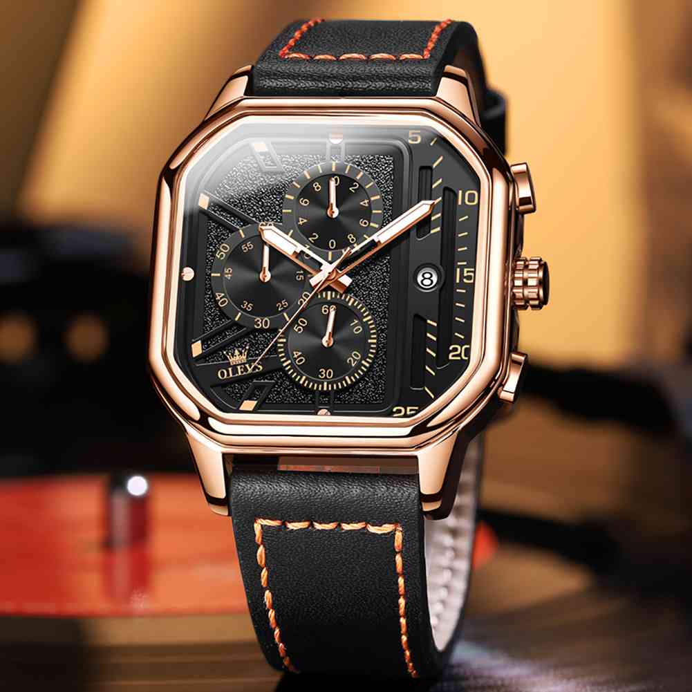 OLEVS 9950 Square Watches For Men Chronograph Dress Watch Sports Fashion Waterproof Luminous Casual Wrist Watches