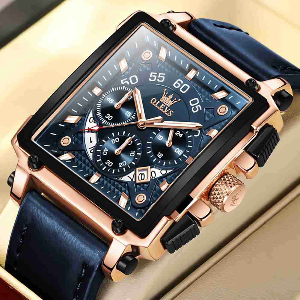 OLEVS 9919 Watches For Men Chronograph Fashion Dress Watch Waterproof Luminous Casual Square Wrist Watches