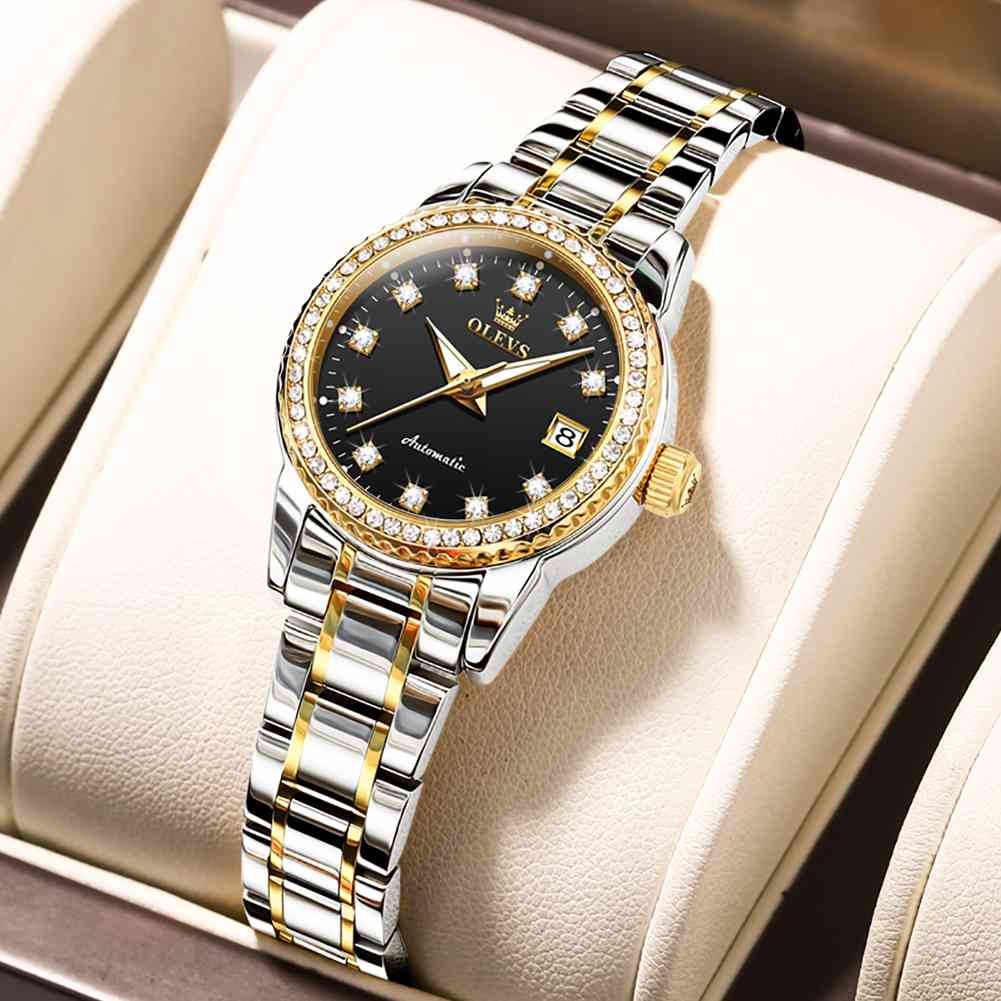 OLEVS 7003 Womens Watches Diamond Luxury Dress Wrist Watch Stainless Steel Waterproof Luminous Date