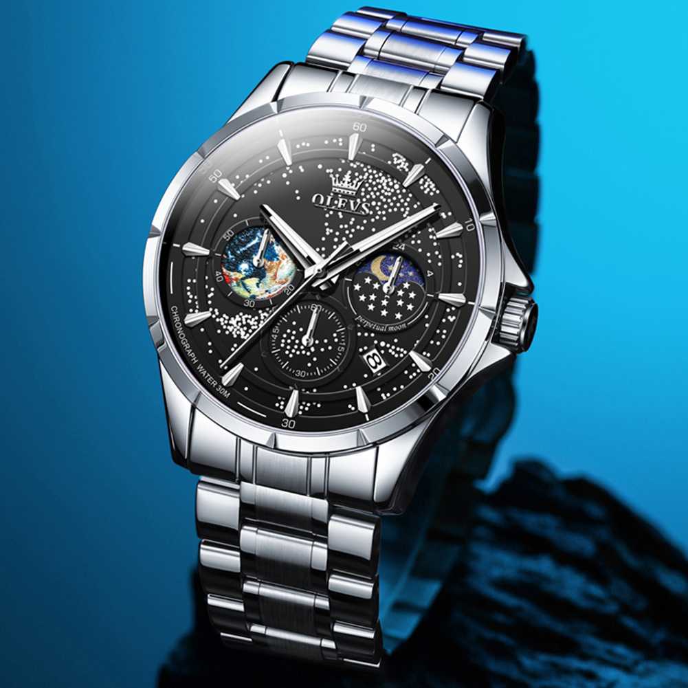 #Color_Silver Strap - Black Dial Silver Trim