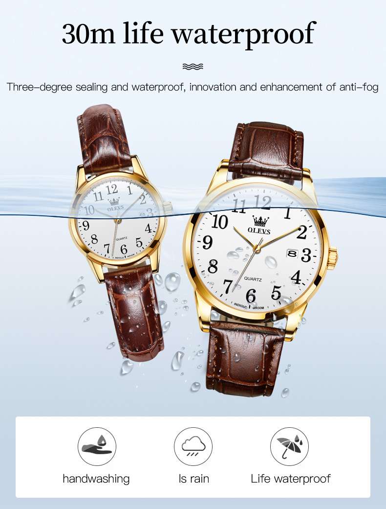 OLEVS 5566 Couple Watches His And Her Fashion Dresse Date Watches Luminous Waterproof Wrist Watch