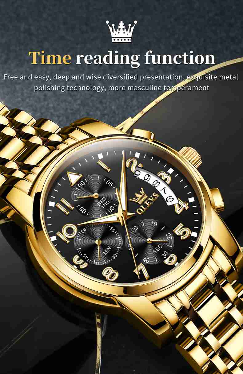 OLEVS 2879 Mens Watches Chronograph Dress Waterproof Luminous Wrist Watch