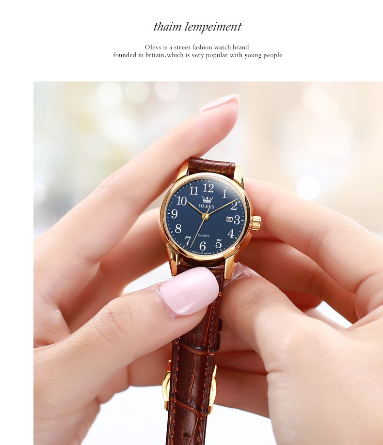 OLEVS 5566 Women Wrist Watches Ultra Thin 6.5mm Minimalist Dress Fashion Quartz Waterproof Date Day Leather Strap Slim Watches For Ladies