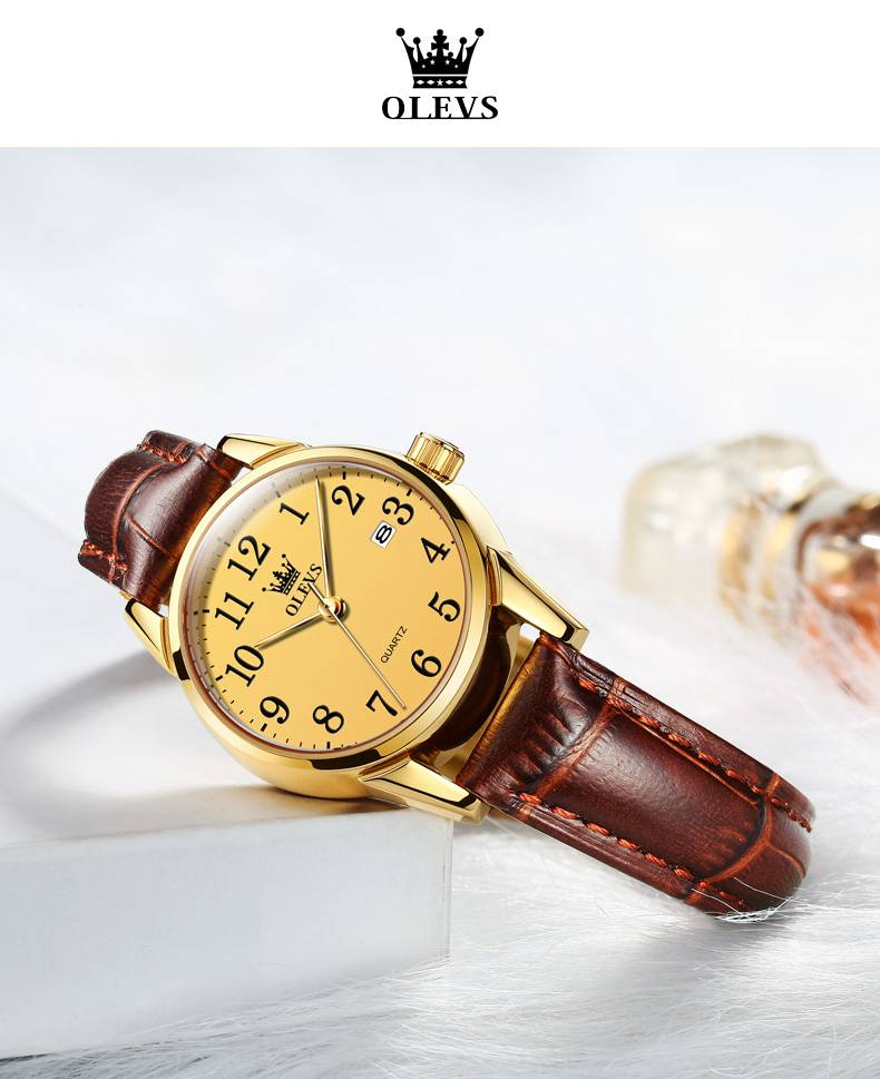 OLEVS 5566 Women Wrist Watches Ultra Thin 6.5mm Minimalist Dress Fashion Quartz Waterproof Date Day Leather Strap Slim Watches For Ladies