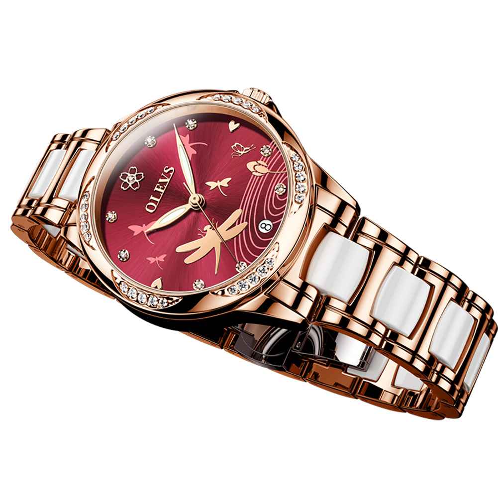 OLEVS 6610 Ceramic Rhinestone Mechanical Watch