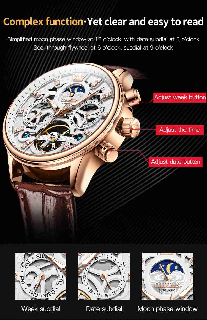 Olevs Watch 6658 Tourbillon Luxury Watch