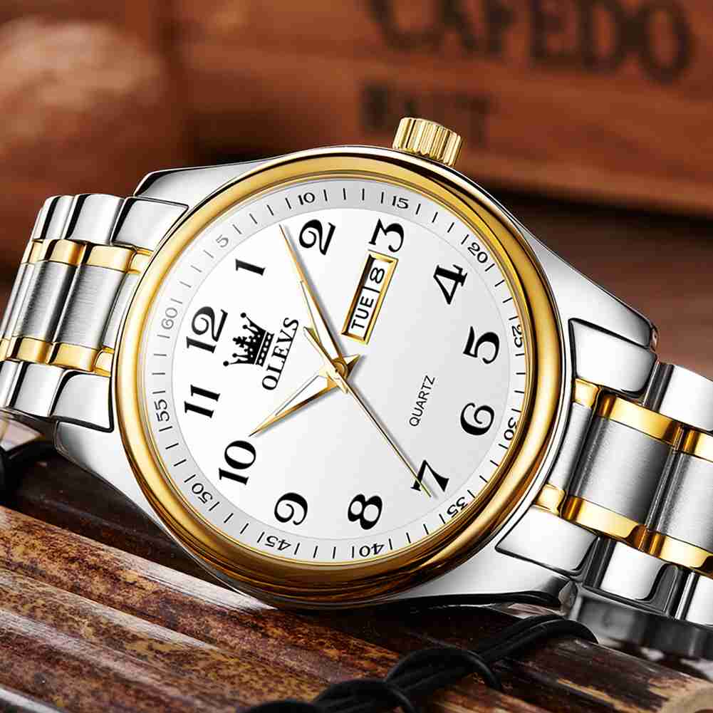 OLEVS 5567 Watches For Men Brown Gold Case Fashion Dress Watch Luminous Waterproof Casual Male Wrist Watches