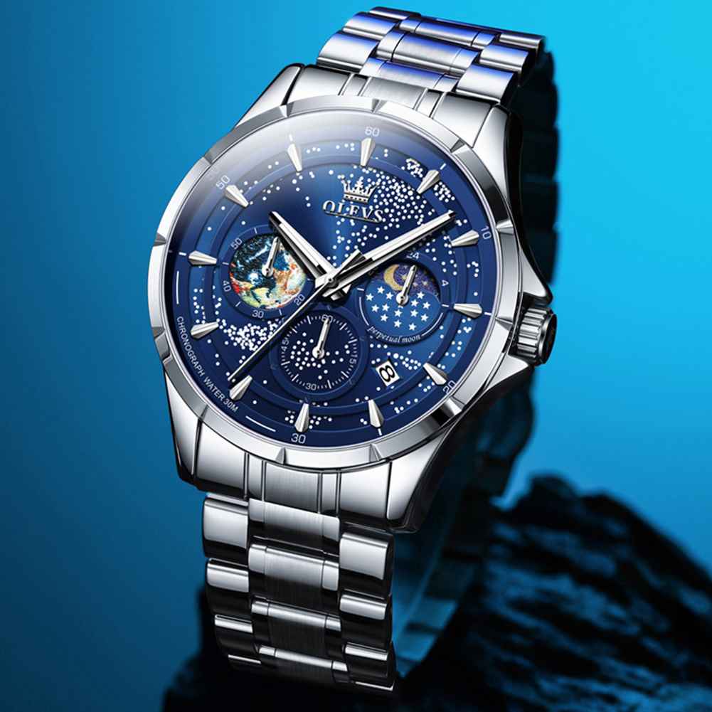 #Color_Silver Strap - Blue Dial Silver Trim