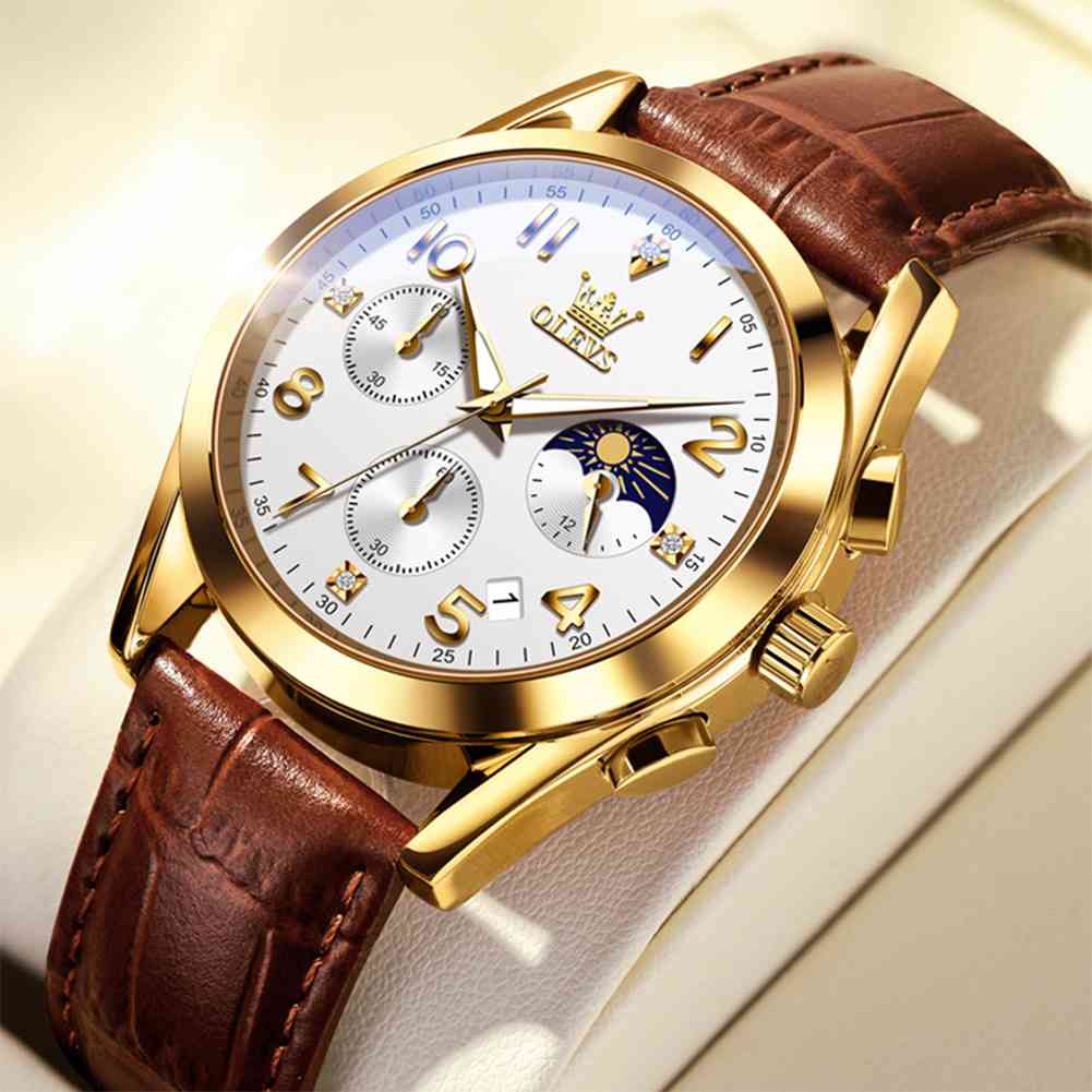 #Color_Gold Strap - White Dial Gold Trim