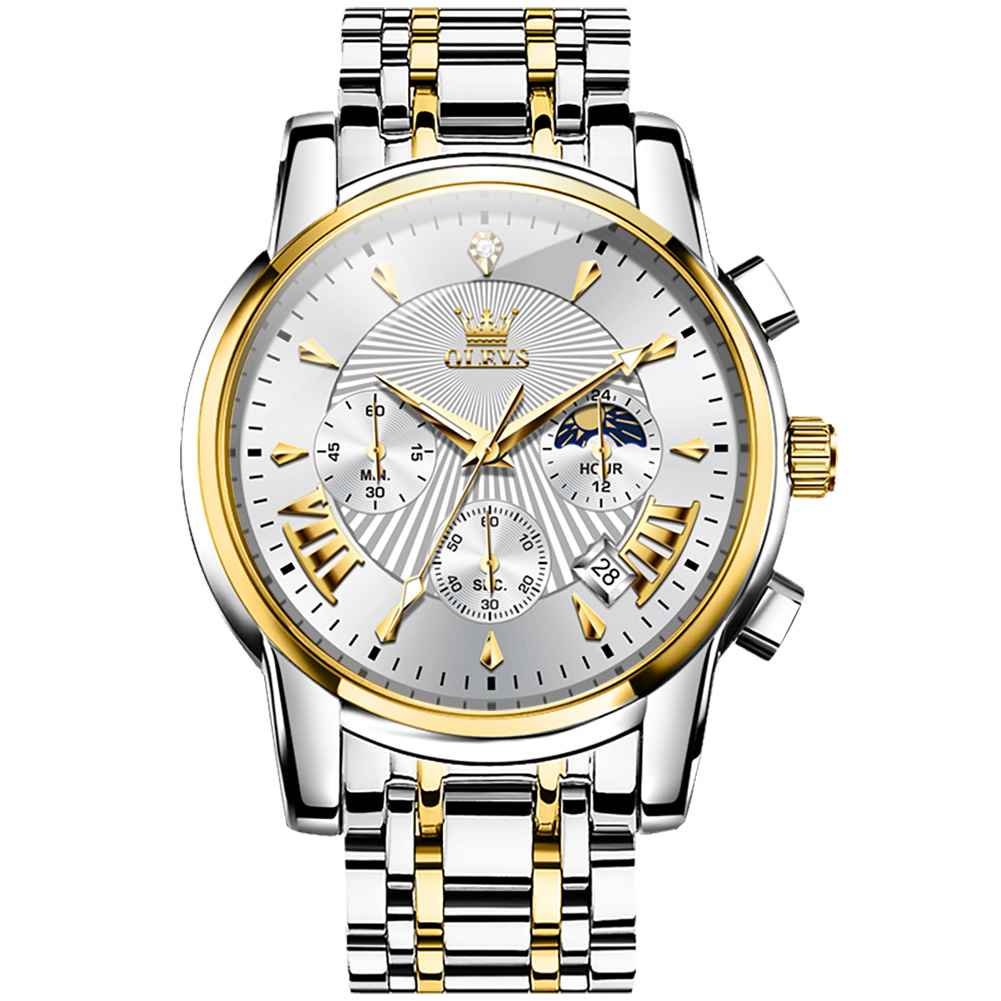 #Color_Two Tone Strap-White Dial Gold Trim