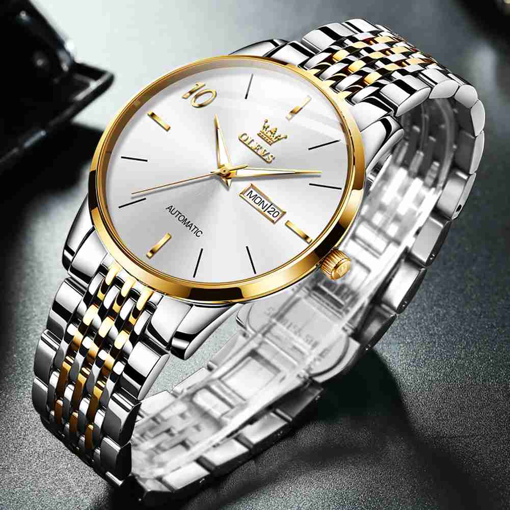 OLEVS 6632 Stainless Steel Couples Mechanical Watches