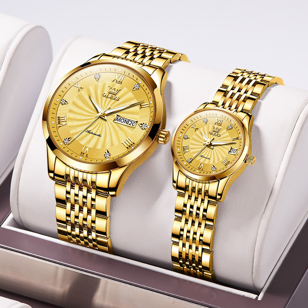 Olevs 6630 Couple Watch Mechanical Watch Calendar Gift