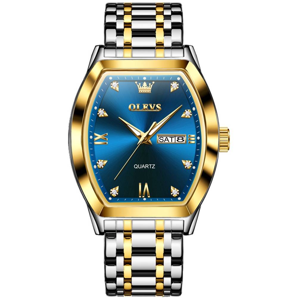 #Color_Gold Strap - Blue Dial Gold Trim