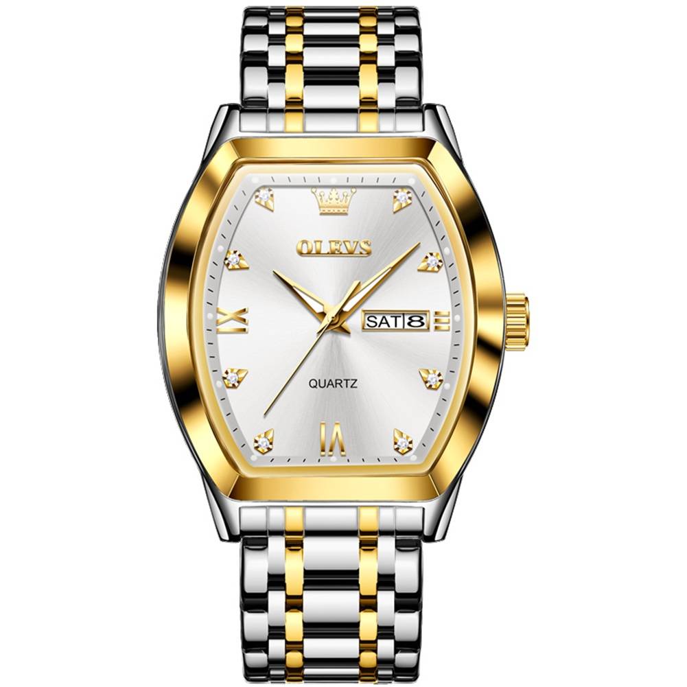 #Color_Gold Strap - White Dial Gold Trim