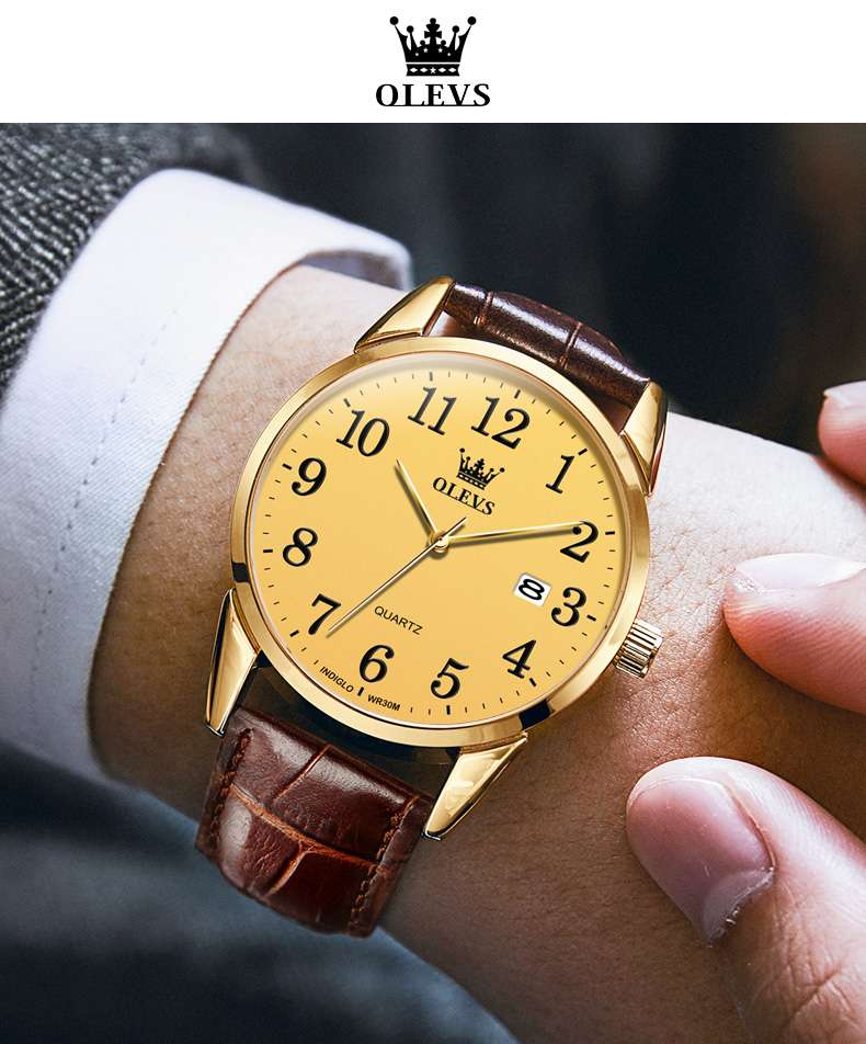 OLEVS 5566 Mens Watches Minimalist Ultra Thin Fashion Casual Analog Quartz Date Watch Waterproof Slim Simple Big Face Dress Wrist Watch ﻿