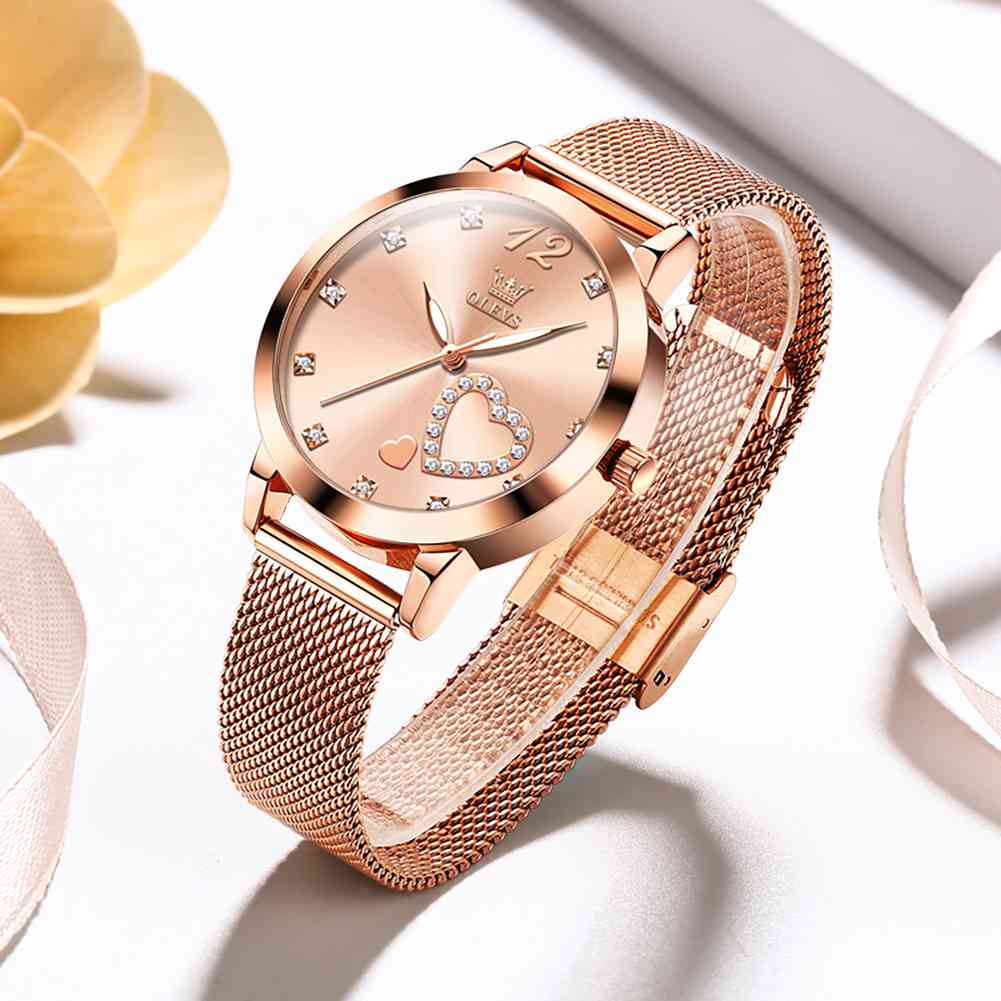 OLEVS 5189 Watch For Women Mesh Strap Fashion Rose Gold Dress Watches