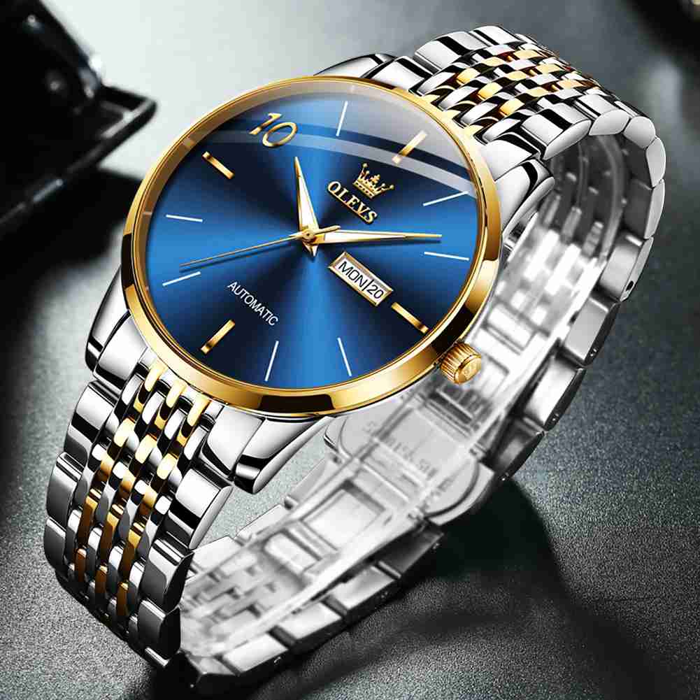 OLEVS 6632 Stainless Steel Couples Mechanical Watches