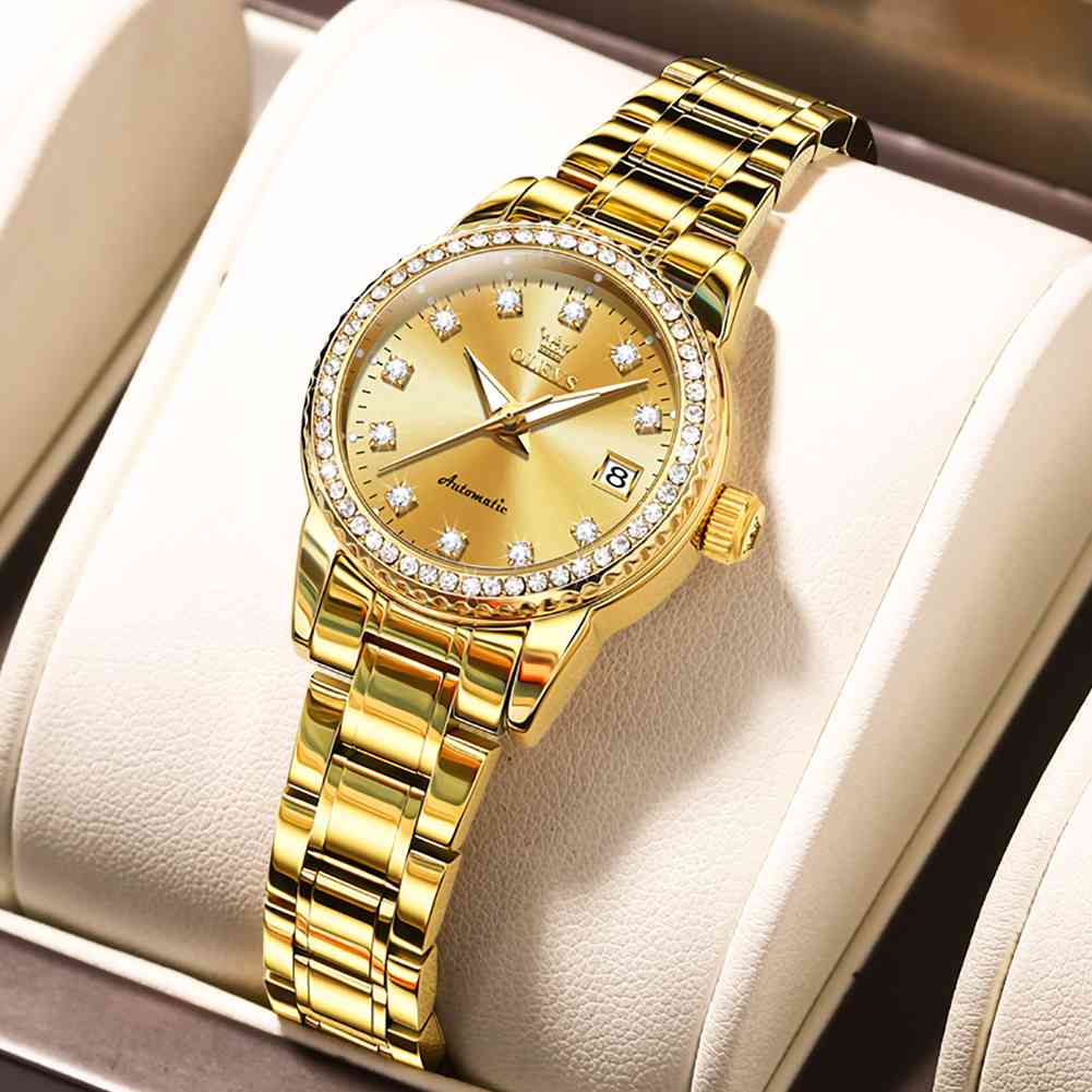 OLEVS 7003 Womens Watches Diamond Luxury Dress Wrist Watch Stainless Steel Waterproof Luminous Date