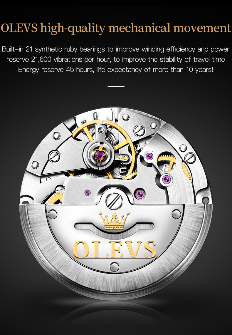 Olevs 6630 Couple Watch Mechanical Watch Calendar Gift