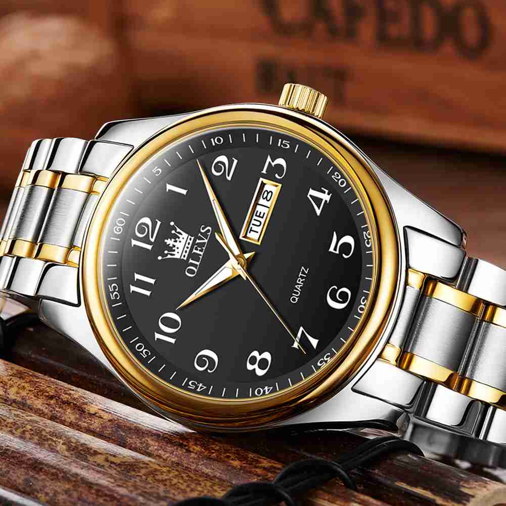 OLEVS 5567 Watches For Men Brown Gold Case Fashion Dress Watch Luminous Waterproof Casual Male Wrist Watches