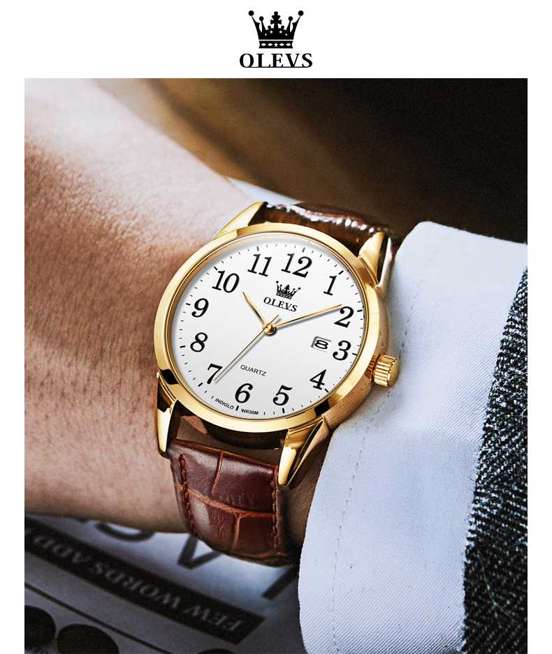 OLEVS 5566 Mens Watches Minimalist Ultra Thin Fashion Casual Analog Quartz Date Watch Waterproof Slim Simple Big Face Dress Wrist Watch ﻿