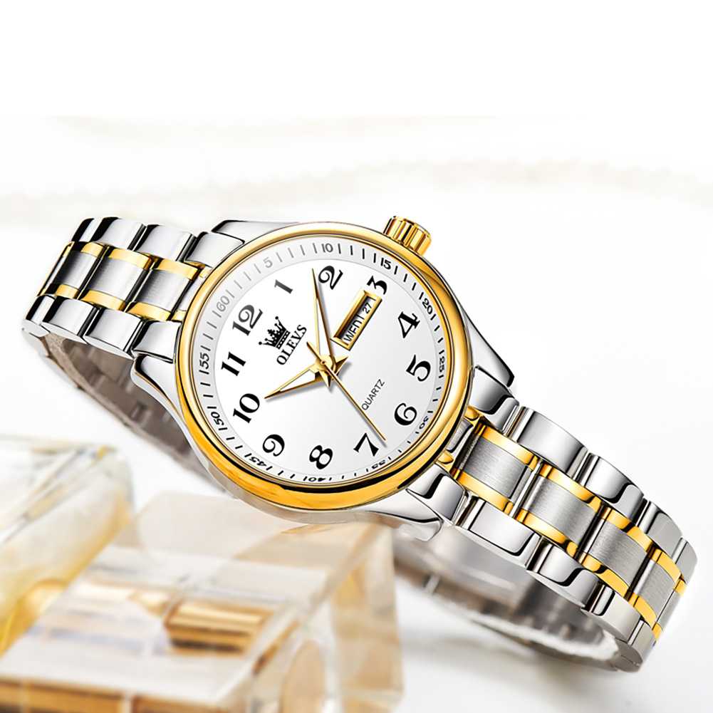 OLEVS 5567 Women's Quartz Watch With Roman Numerals, Date And Weekday Sub-Dials, Luminous Hands, 3ATM Water Resistance