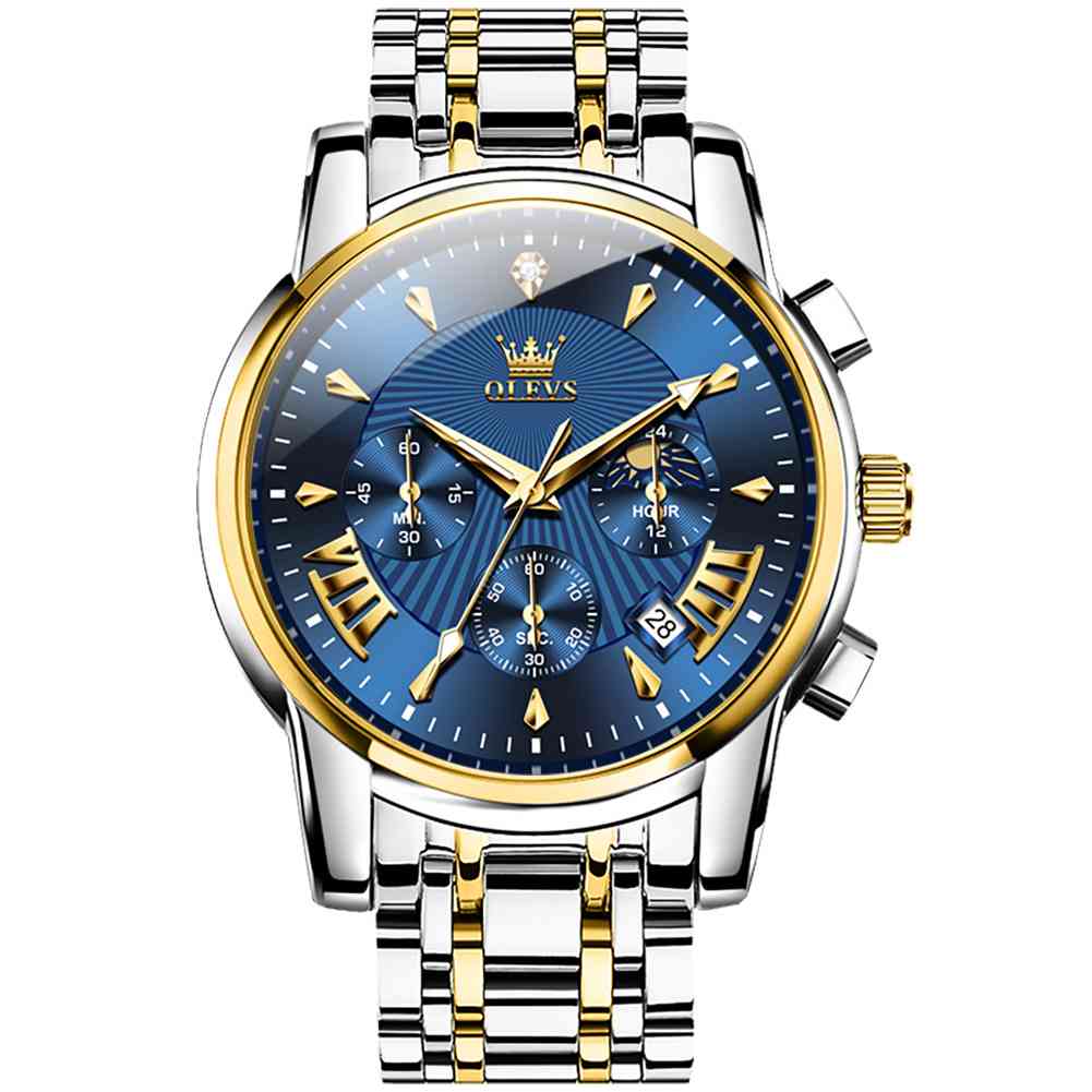 #Color_Two Tone Strap-Blue Dial Gold Trim