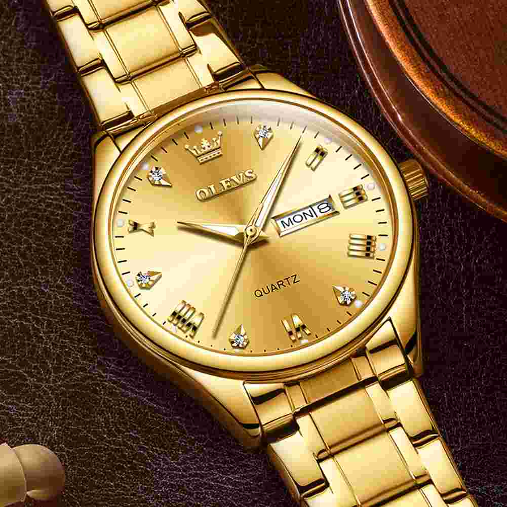 OLEVS 5563 Watch For Men Diamond Fashion Elegant Dress  Watch Two Tone Wrist Watches Waterproof Luminous