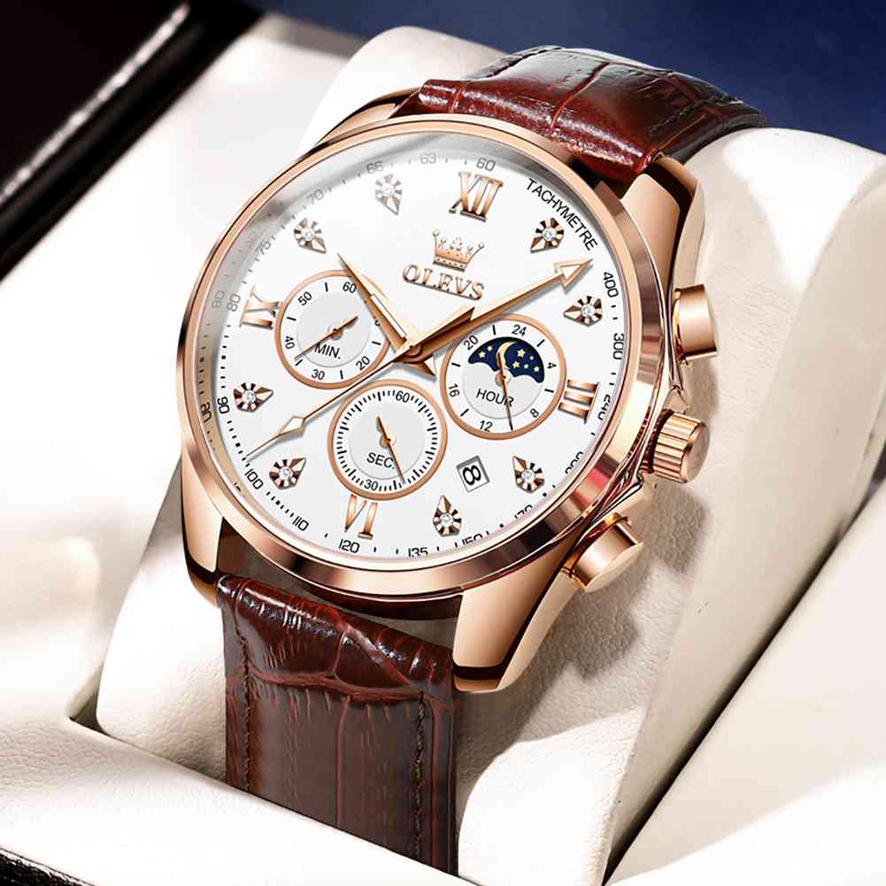 #Color_Brown Strap - White Dial Rose Trim