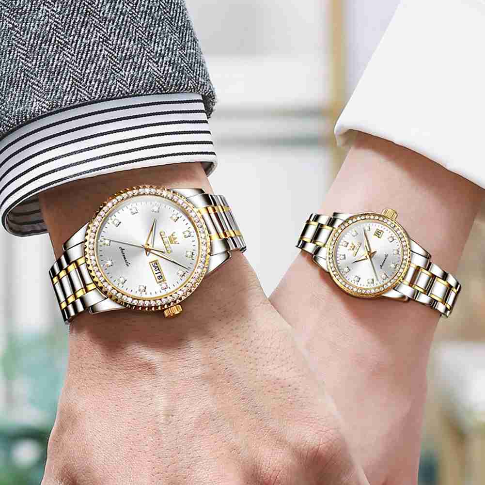 OLEVS 7003 Couple Watch His And Her Set Watches Business Analog Mechanical Watch Men And Women Watches Stainless