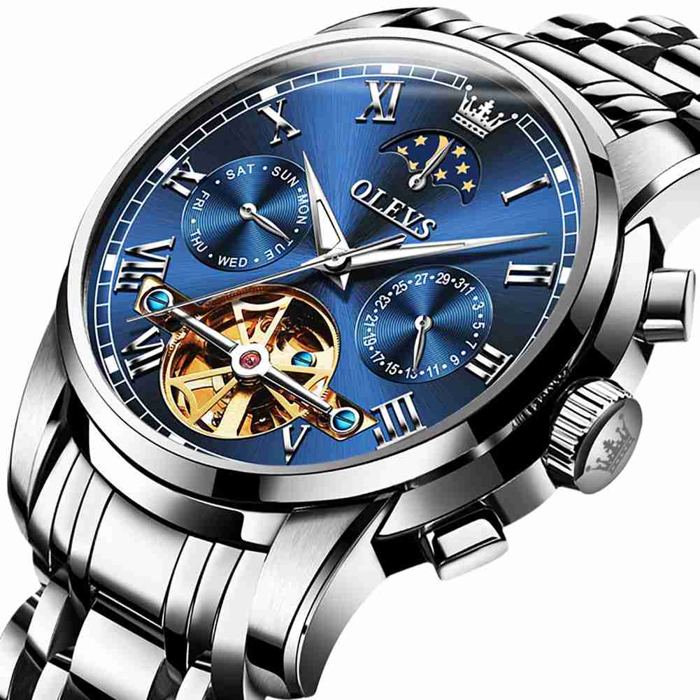 OLEVS 6617 Herren-Automatikuhr, Skelett-Tourbillon, mechanisch, mit Selbstaufzug, luxuriöse Armbanduhr, wasserdicht, leuchtende Uhr, Geschenk