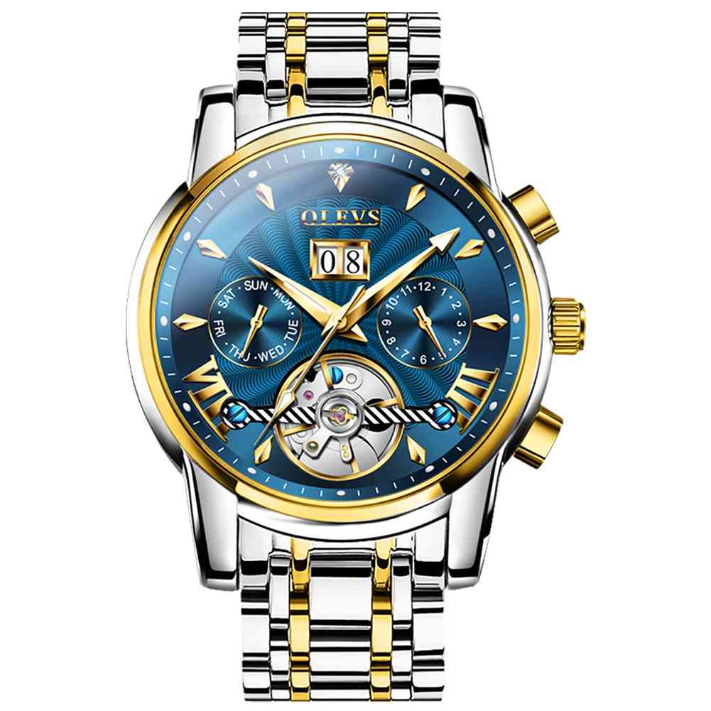 #color_Two Tone Strap-Blue Dial Gold Trim