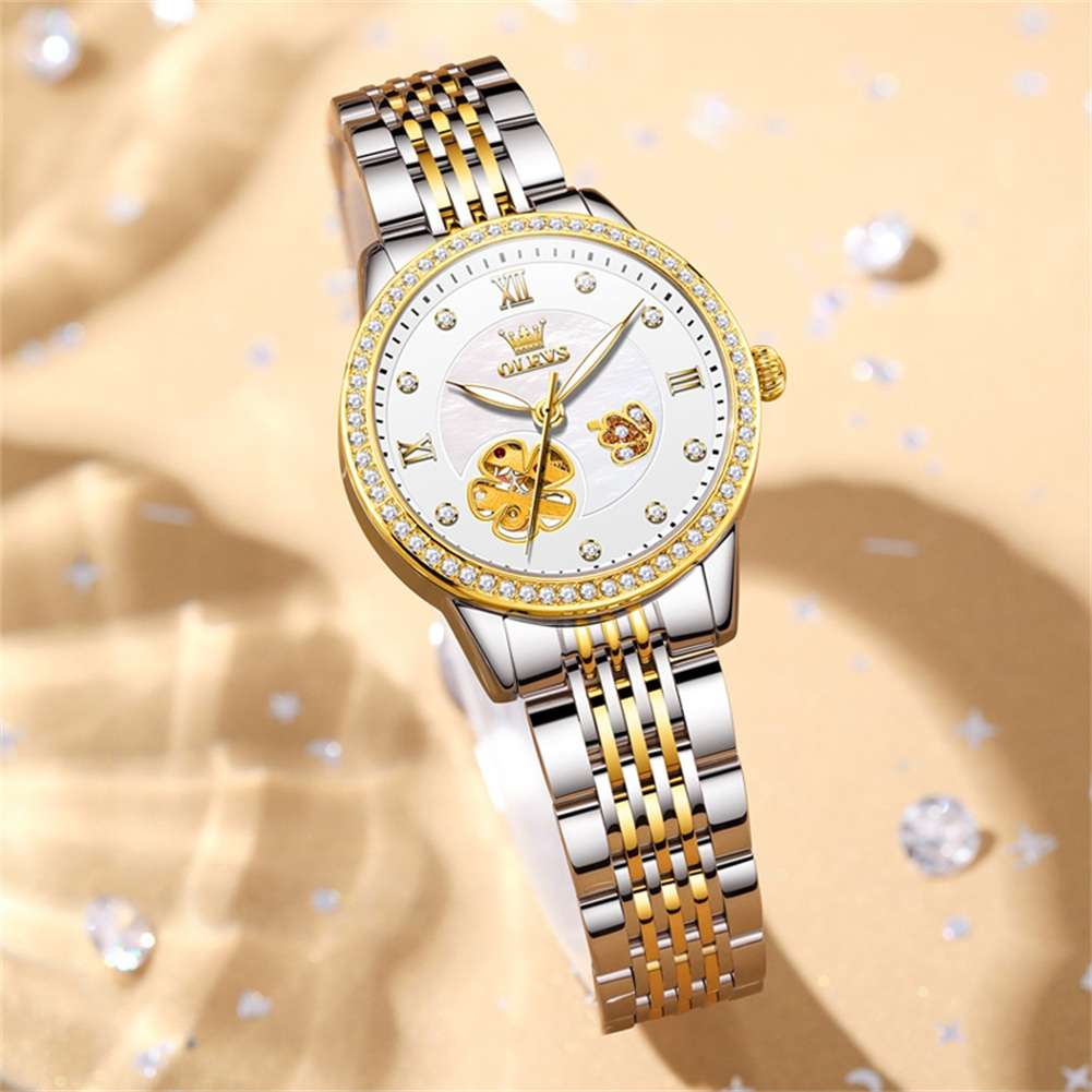 Olevs 6706 Luxury Women's Automatic Mechanical Watch with Diamond Accents