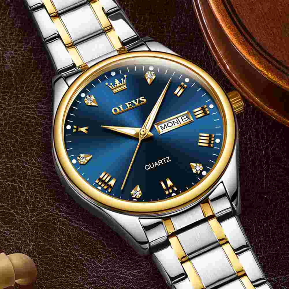 #Color_Two Tone Strap - Blue Dial Gold Trim