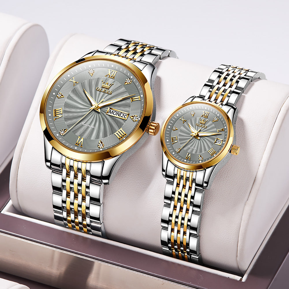 Olevs 6630 Couple Watch Mechanical Watch Calendar Gift