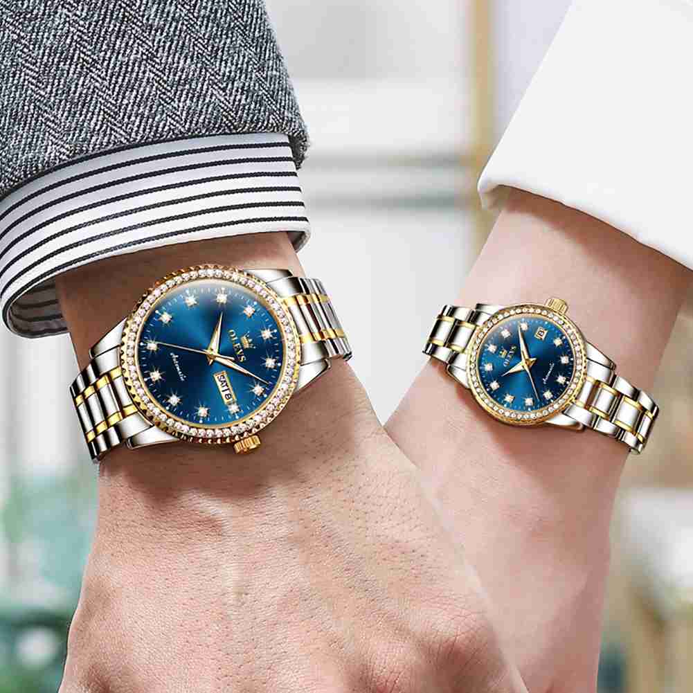 OLEVS 7003 Couple Watch His And Her Set Watches Business Analog Mechanical Watch Men And Women Watches Stainless