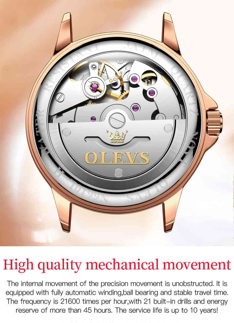 OLEVS 6610 Ceramic Rhinestone Mechanical Watch