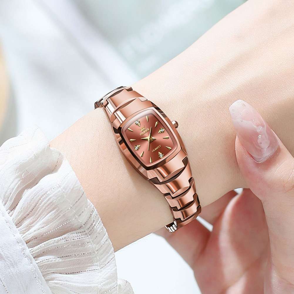 Waterproof, Luminous, Perfect Valentine's Day Gift OLEVS 7006 Women's Rose Gold Diamond Ceramic