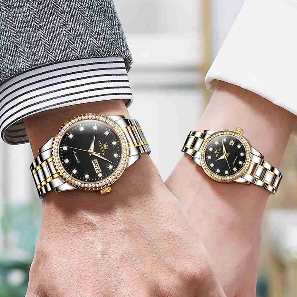 OLEVS 7003 Couple Watch His And Her Set Watches Business Analog Mechanical Watch Men And Women Watches Stainless