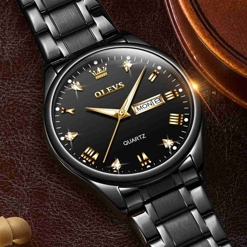 OLEVS 5563 Watch For Men Diamond Fashion Elegant Dress  Watch Two Tone Wrist Watches Waterproof Luminous