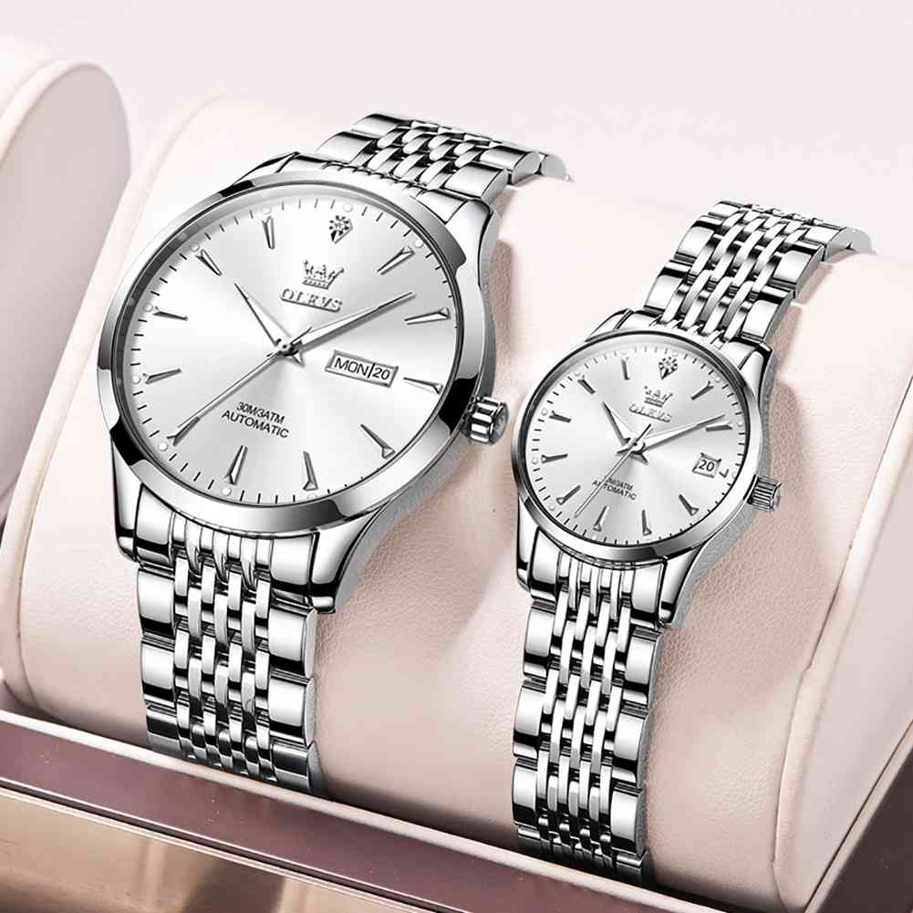 OLEVS 6635 Couple's Watch Stainless Steel Classic Luxury Luminous Waterproof Casual Watch